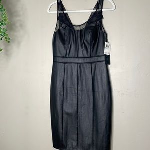 Black faux leather cocktail dress